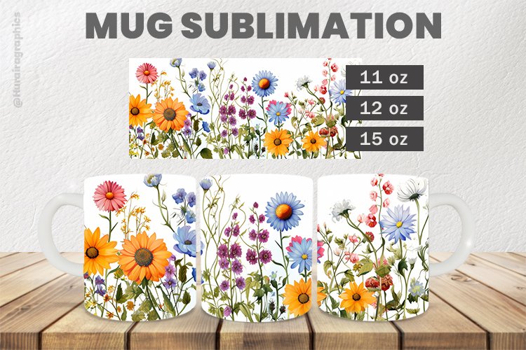 Beautiful Flower Mug Wrap Sublimation |11oz, 12oz & 15oz