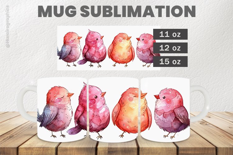 Singing Birds Mug Wrap Sublimation |11oz, 12oz & 15oz
