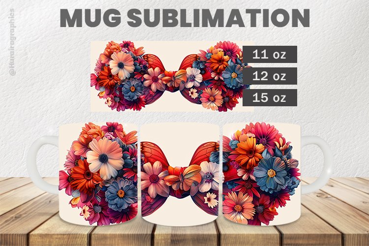 Colorful Bows Mug Wrap Sublimation |11oz, 12oz & 15oz