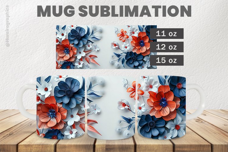 Colorful Flowers Mug Wrap Sublimation |11oz, 12oz & 15oz
