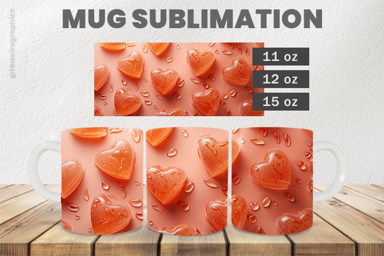 Lovely Heart Mug Wrap Sublimation |11oz, 12oz & 15oz