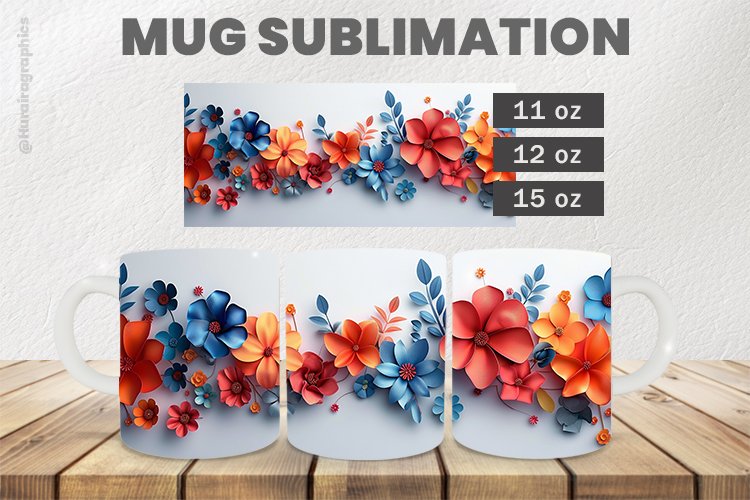 Colorful Flowers Mug Wrap Sublimation |11oz, 12oz & 15oz