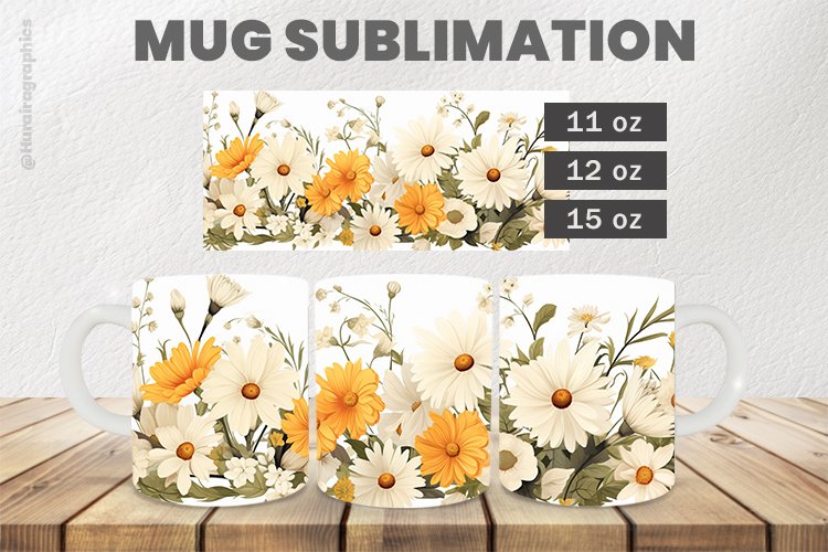 Flowers Mug Wrap Sublimation |11oz, 12oz & 15oz