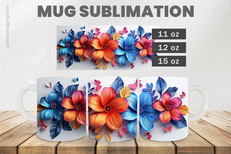Colorful Flowers Mug Wrap Sublimation |11oz, 12oz & 15oz
