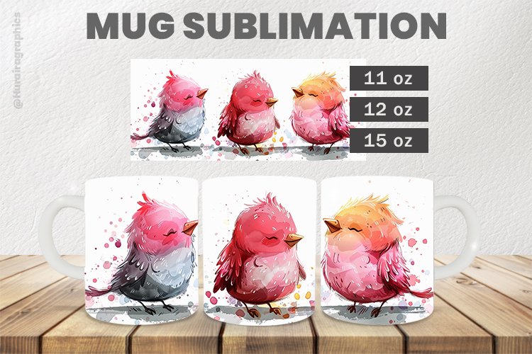 Singing Birds Mug Wrap Sublimation |11oz, 12oz & 15oz