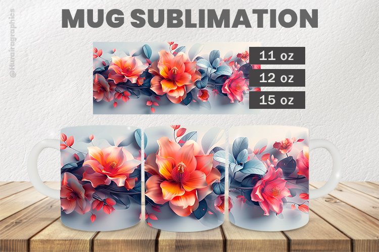 Colorful Flowers Mug Wrap Sublimation |11oz, 12oz & 15oz