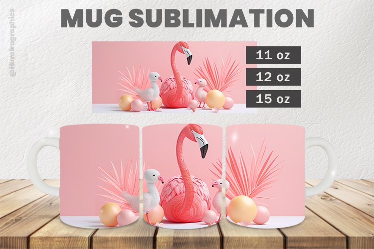 Flamingo Mug Wrap Sublimation |11oz, 12oz & 15oz