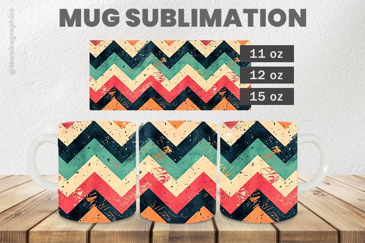 Zig Zag Stripes Mug Wrap Sublimation |11oz, 12oz & 15oz