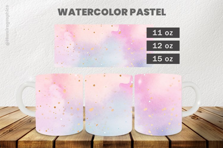 Watercolor Pastel Mug Wrap Sublimation |11oz, 12oz & 15oz