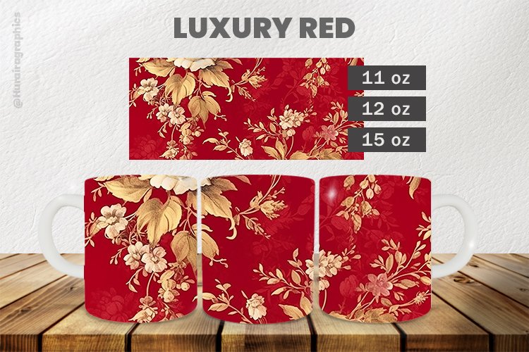 Luxury Red Mug Wrap Sublimation |11oz, 12oz & 15oz