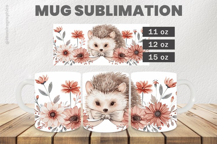 Hedgehog Mug Wrap Sublimation |11oz, 12oz & 15oz