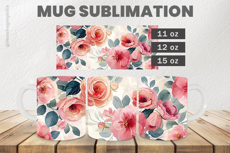 Minimal Flowers Mug Wrap Sublimation |11oz, 12oz & 15oz