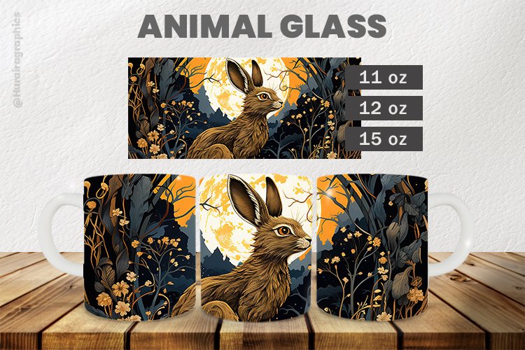 Animal Glass Mug Wrap Sublimation |11oz, 12oz & 15oz