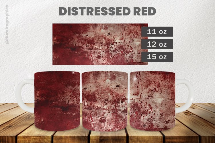 Distressed Red Mug Wrap Sublimation |11oz, 12oz & 15oz