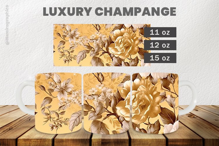 Luxury Champange Mug Wrap Sublimation |11oz, 12oz & 15oz