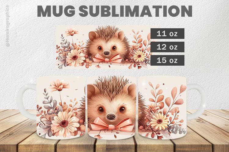Hedgehog Mug Wrap Sublimation |11oz, 12oz & 15oz