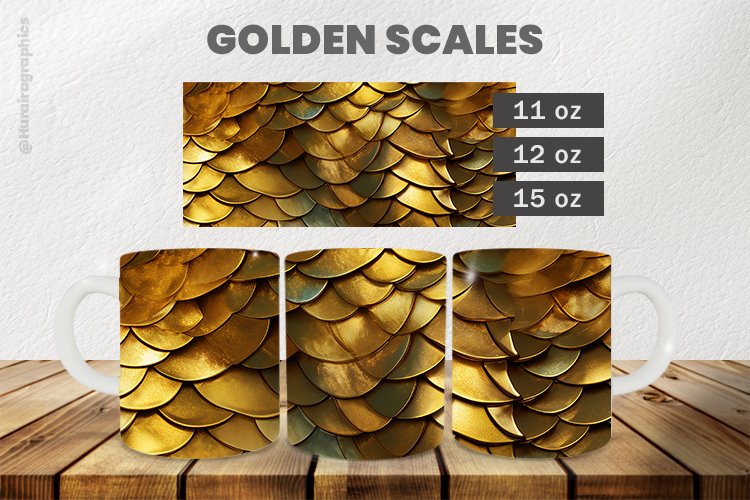 Golden Scales Mug Wrap Sublimation |11oz, 12oz & 15oz