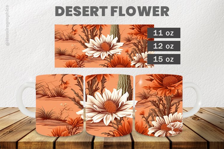 Desert Flower Mug Wrap Sublimation |11oz, 12oz & 15oz