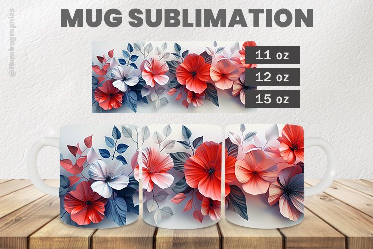 Colorful Flowers Mug Wrap Sublimation |11oz, 12oz & 15oz