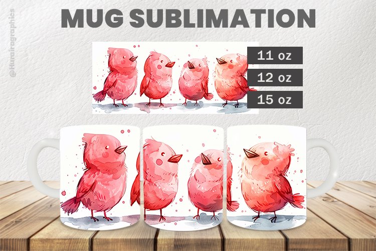 Singing Birds Mug Wrap Sublimation |11oz, 12oz & 15oz