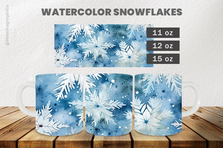 Snowflakes Mug Wrap Sublimation |11oz, 12oz & 15oz