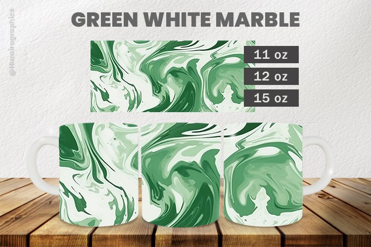Green White Marble Mug Wrap Sublimation |11oz, 12oz & 15oz