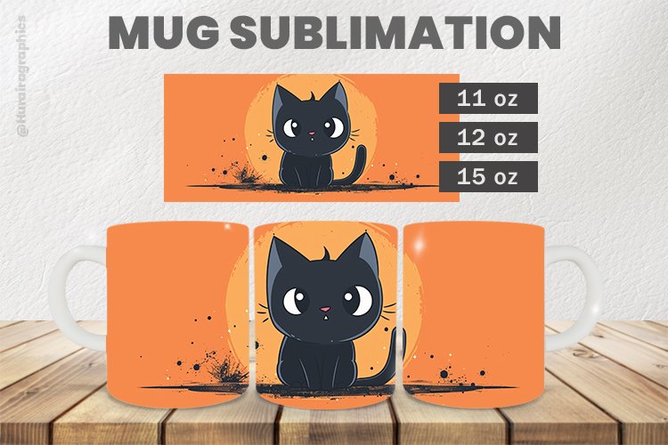Cat Mug Wrap Sublimation |11oz, 12oz & 15oz