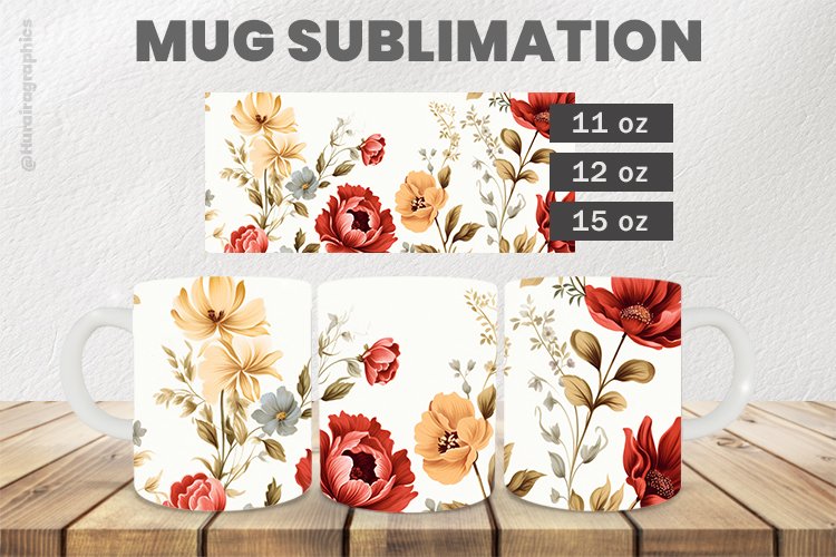 Beautiful Flower Mug Wrap Sublimation |11oz, 12oz & 15oz