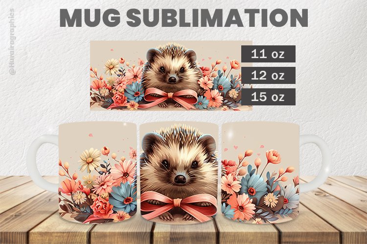 Hedgehog Mug Wrap Sublimation |11oz, 12oz & 15oz