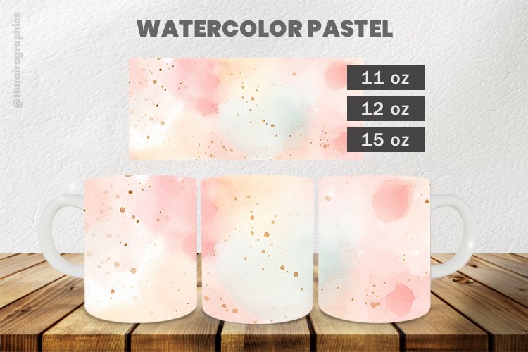 Watercolor Pastel Mug Wrap Sublimation |11oz, 12oz & 15oz