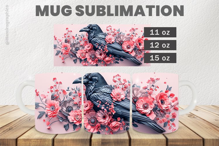 Crow Mug Wrap Sublimation |11oz, 12oz & 15oz