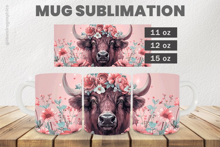 Bull Mug Wrap Sublimation |11oz, 12oz & 15oz