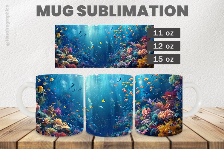 Under Water Mug Wrap Sublimation |11oz, 12oz & 15oz
