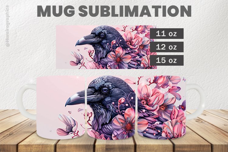 Crow Mug Wrap Sublimation |11oz, 12oz & 15oz