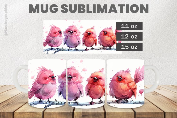Singing Birds Mug Wrap Sublimation |11oz, 12oz & 15oz