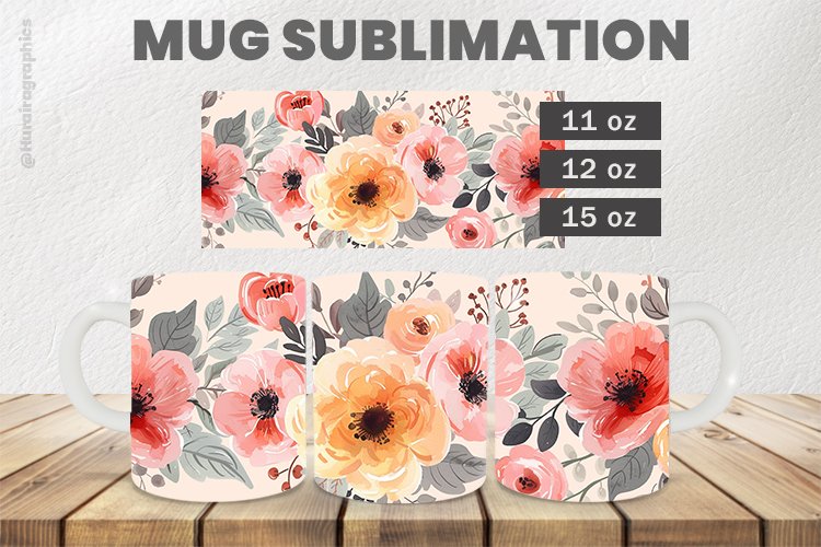 Minimal Flowers Mug Wrap Sublimation |11oz, 12oz & 15oz
