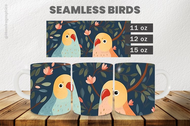 Seamless Birds Mug Wrap Sublimation |11oz, 12oz & 15oz