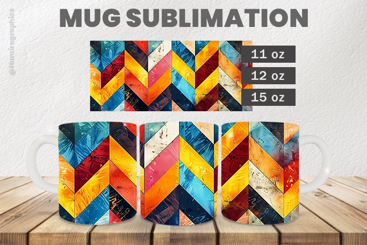 Zig Zag Stripes Mug Wrap Sublimation |11oz, 12oz & 15oz