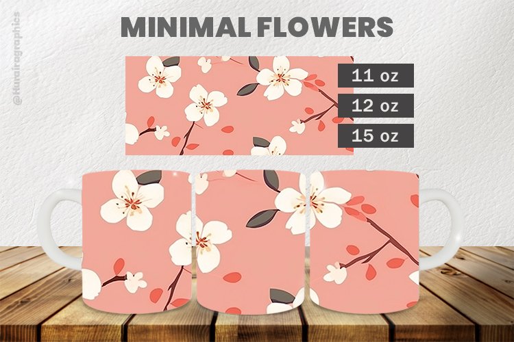Minimal Flowers Mug Wrap Sublimation |11oz, 12oz & 15oz