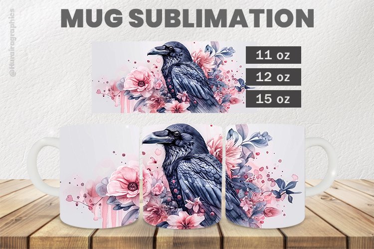 Crow Mug Wrap Sublimation |11oz, 12oz & 15oz