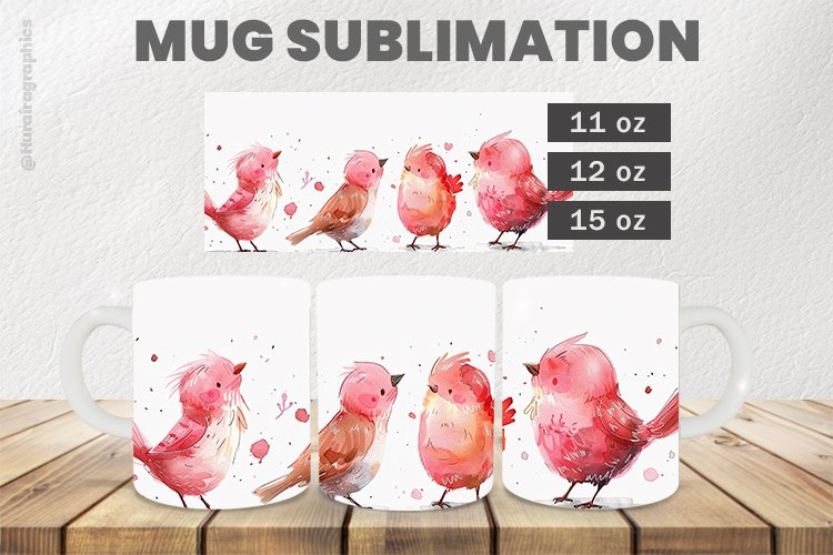 Singing Birds Mug Wrap Sublimation |11oz, 12oz & 15oz