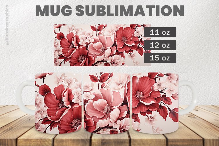 Beautiful Flower Mug Wrap Sublimation |11oz, 12oz & 15oz
