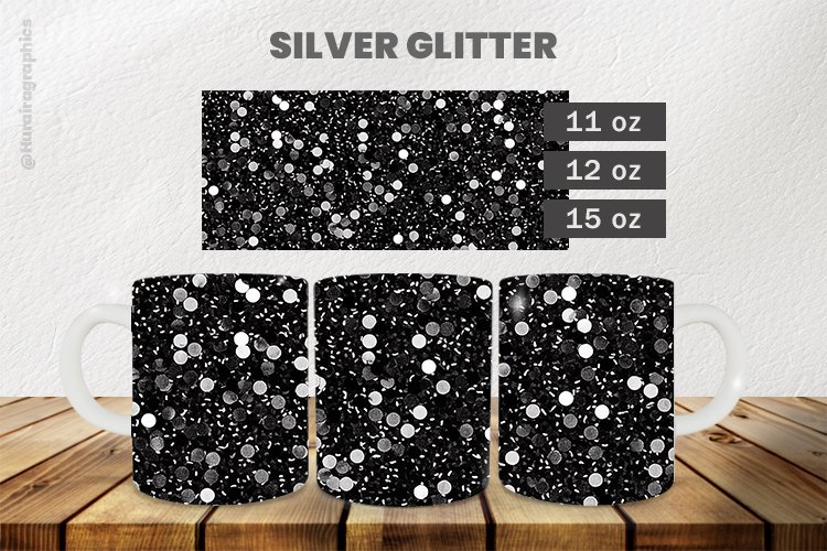 Silver Glitter Mug Wrap Sublimation |11oz, 12oz & 15oz example image 1