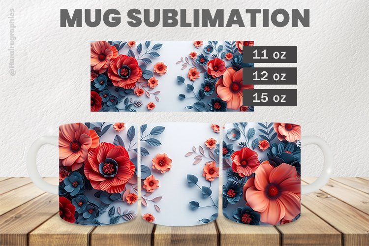 Colorful Flowers Mug Wrap Sublimation |11oz, 12oz & 15oz