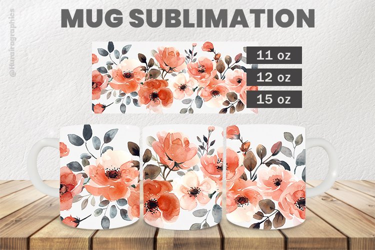 Minimal Flowers Mug Wrap Sublimation |11oz, 12oz & 15oz