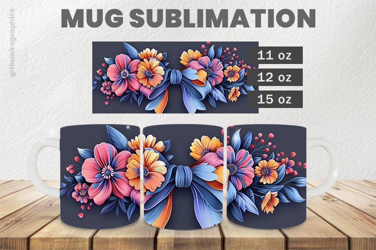 Colorful Bows Mug Wrap Sublimation |11oz, 12oz & 15oz