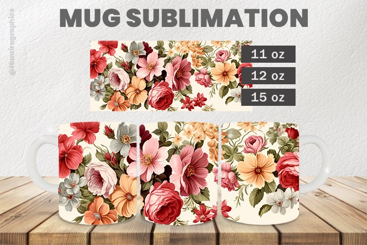 Beautiful Flower Mug Wrap Sublimation |11oz, 12oz & 15oz