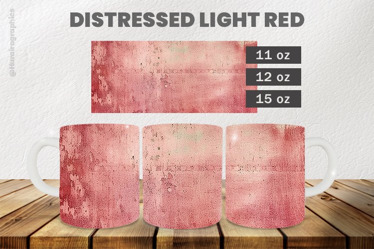 Distressed Light Red Mug Wrap Sublimation |11oz, 12oz & 15oz