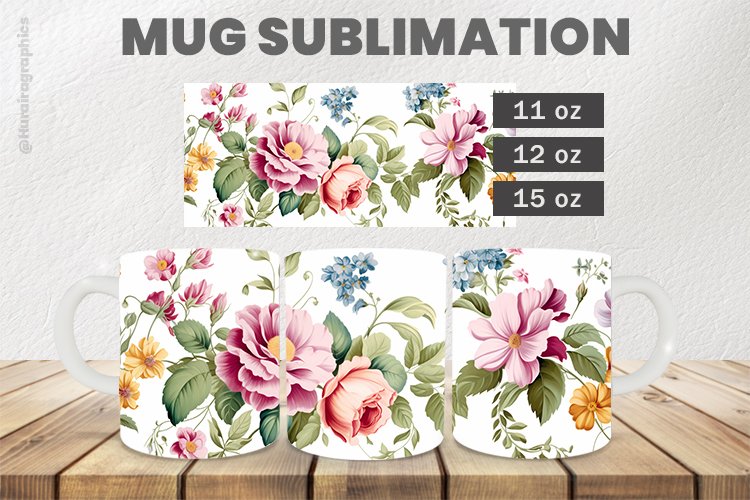 Beautiful Flower Mug Wrap Sublimation |11oz, 12oz & 15oz