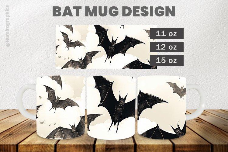 Bat Mug Wrap Sublimation |11oz, 12oz & 15oz